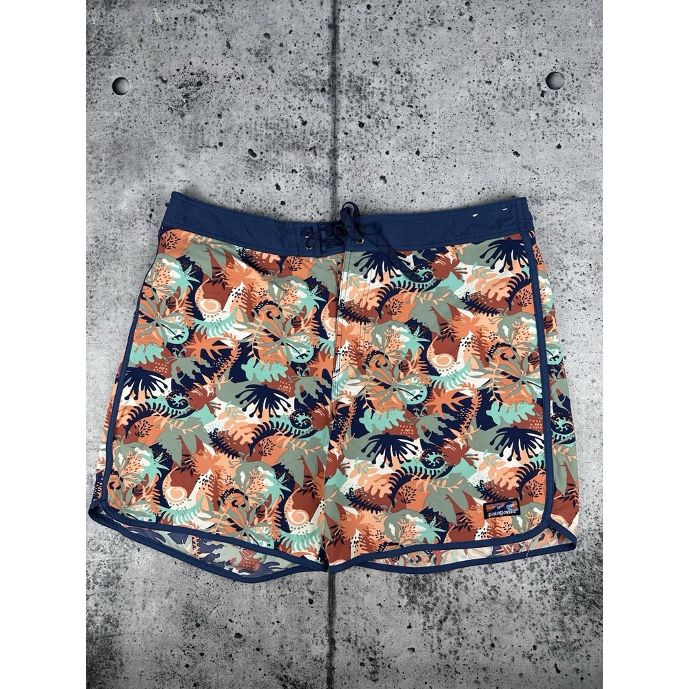 Patagonia Board Shorts Mens 40 Hawaiian Print Wavefarer Swim Trunks